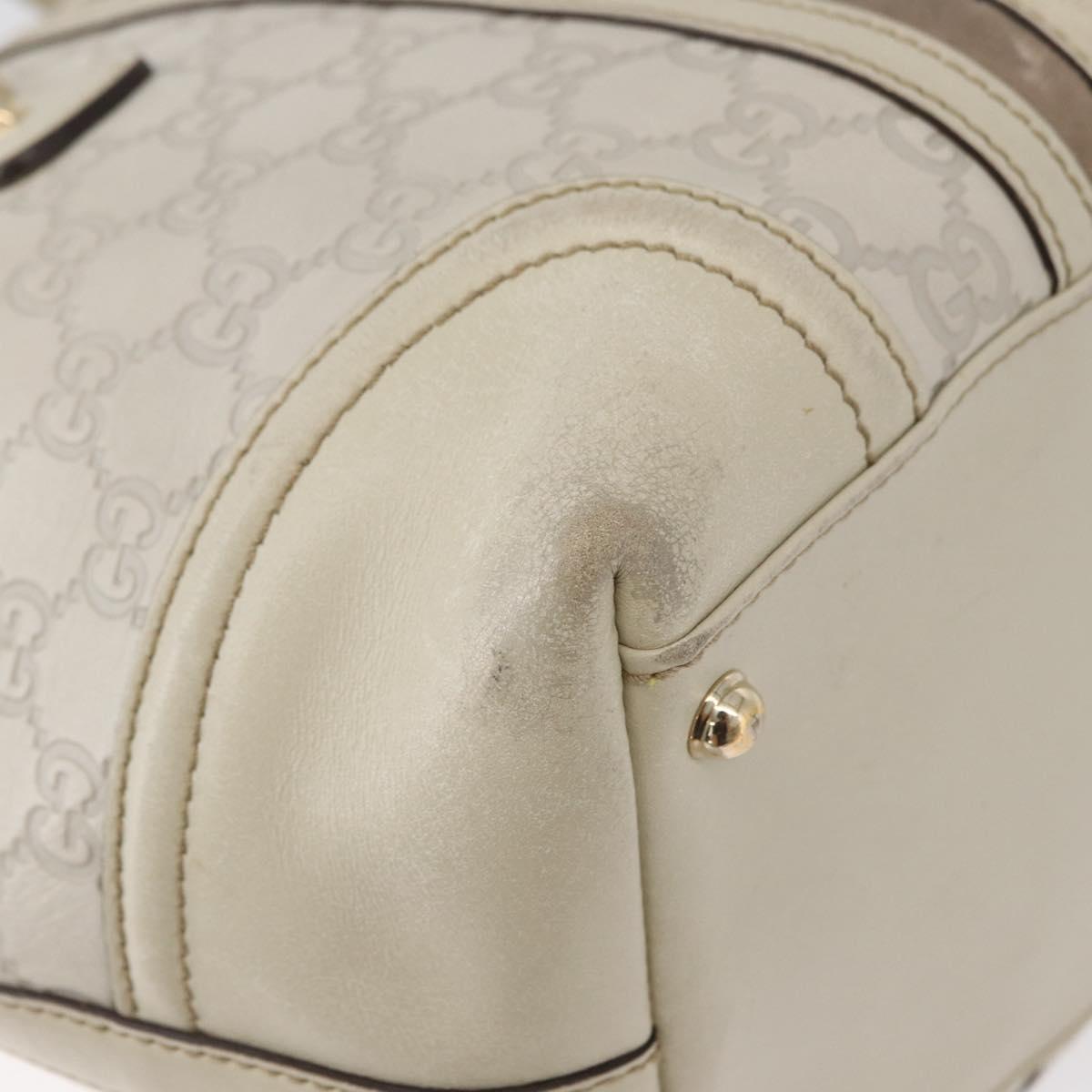 GUCCI GG Canvas Guccissima Hand Bag Leather White Gold 146002 Auth 178500A