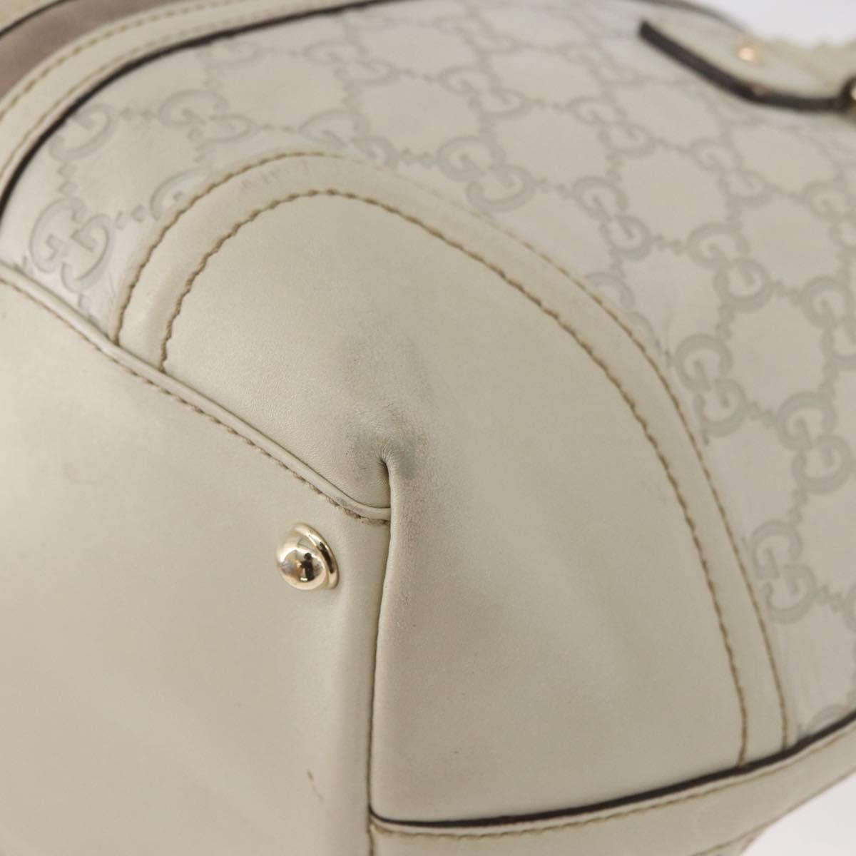 GUCCI GG Canvas Guccissima Hand Bag Leather White Gold 146002 Auth 178500A