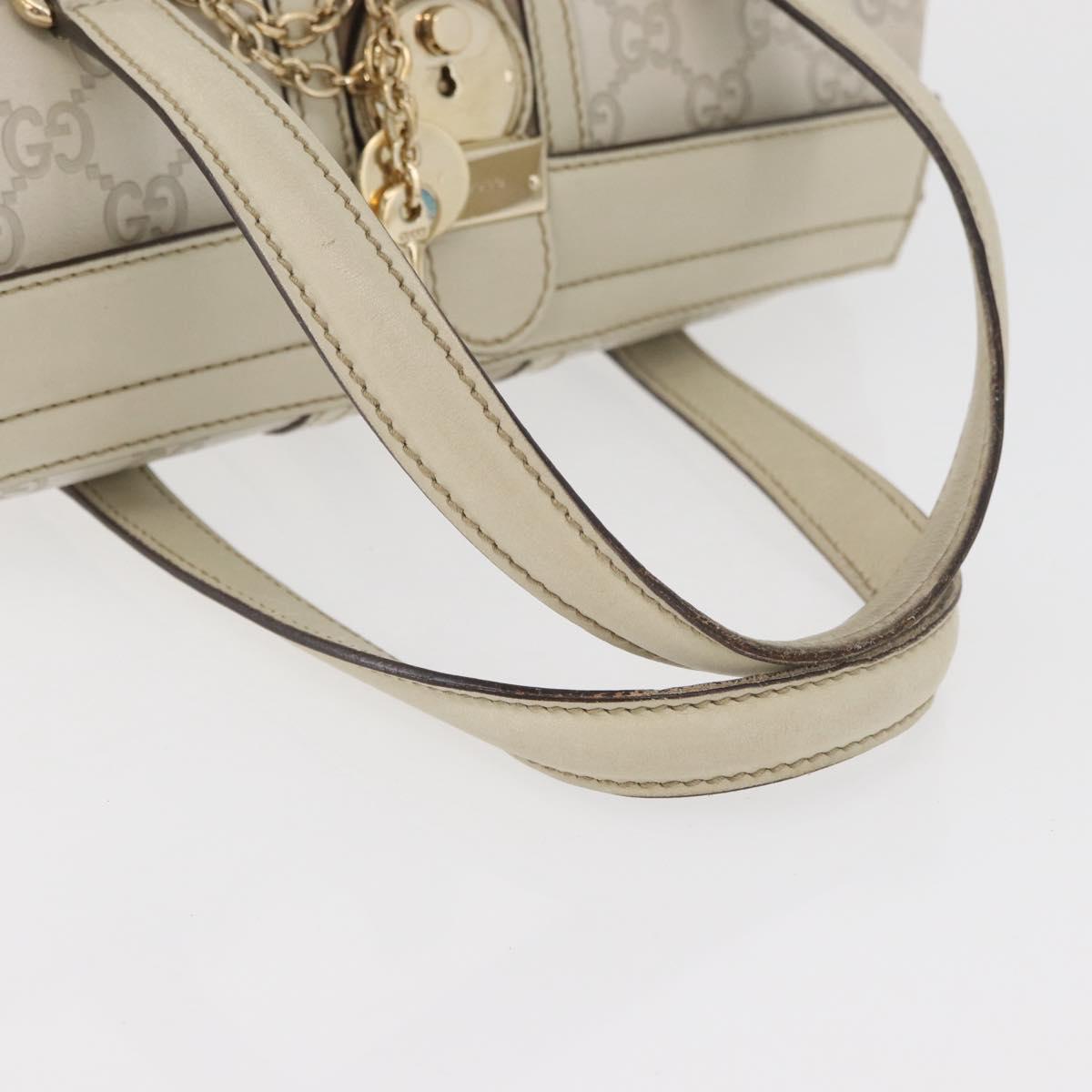 GUCCI GG Canvas Guccissima Hand Bag Leather White Gold 146002 Auth 178500A