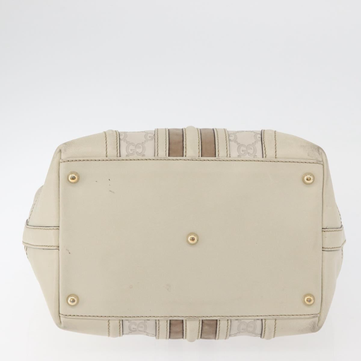 GUCCI GG Canvas Guccissima Hand Bag Leather White Gold 146002 Auth 178500A