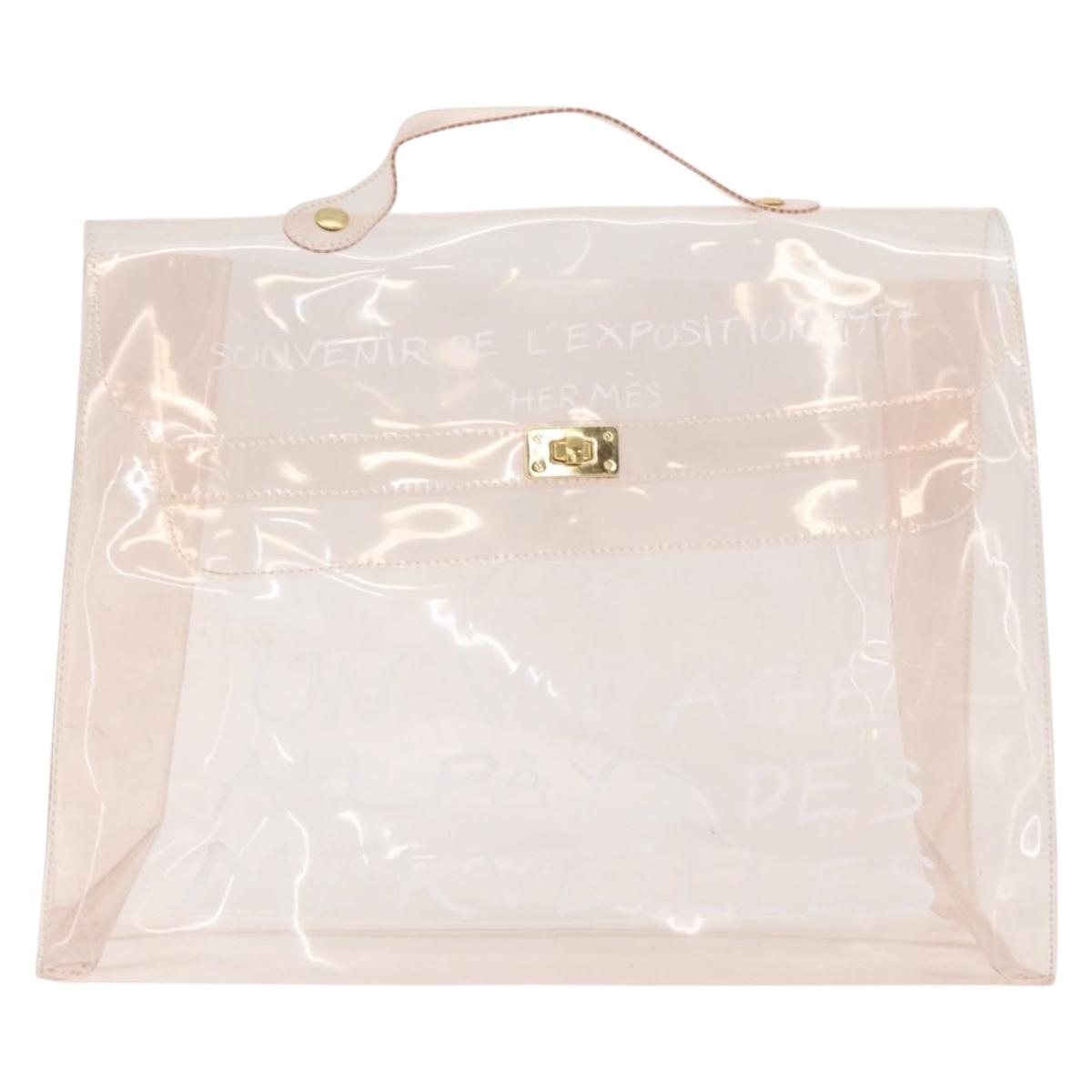 HERMES Vinyl Kelly Hand Bag Vinyl Clear Auth 178501