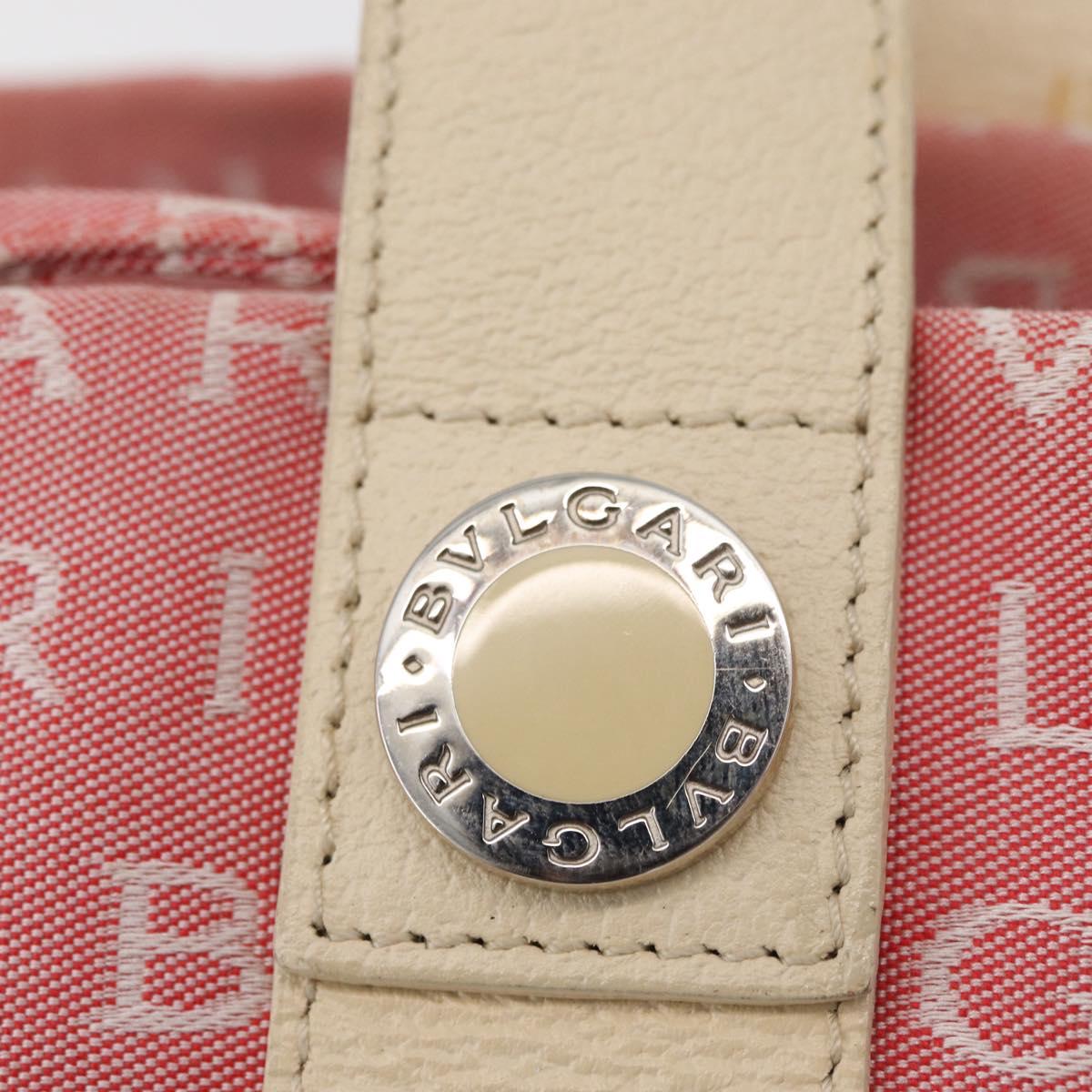 BVLGARI Logo Mania Hand Bag Canvas Pink Silver Auth 178503A