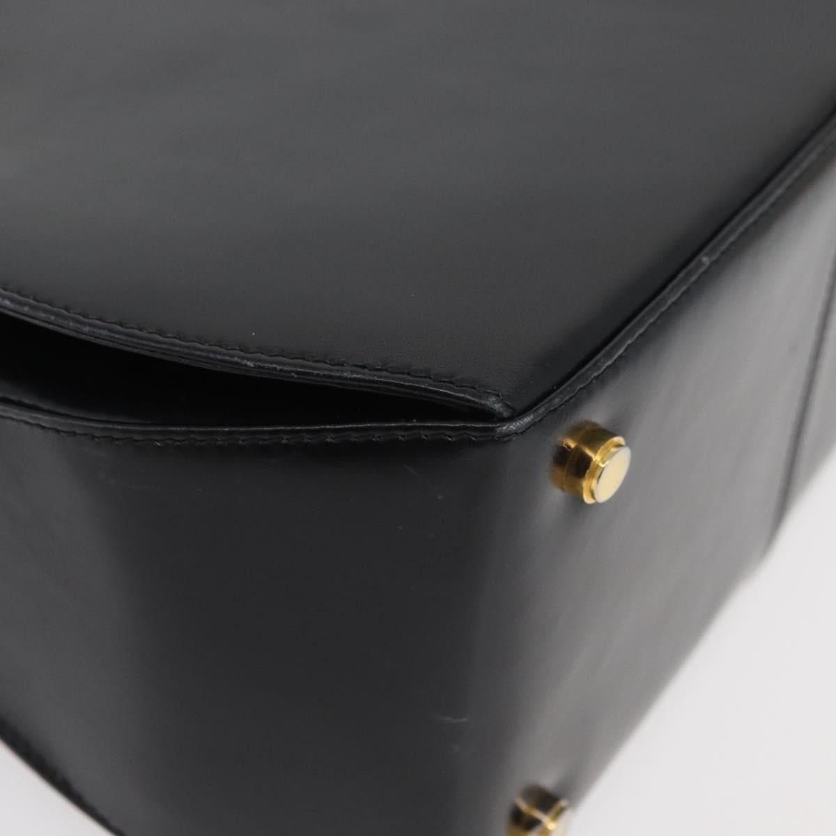 Salvatore Ferragamo Gancini Hand Bag Leather 2way Black Gold Auth 178504