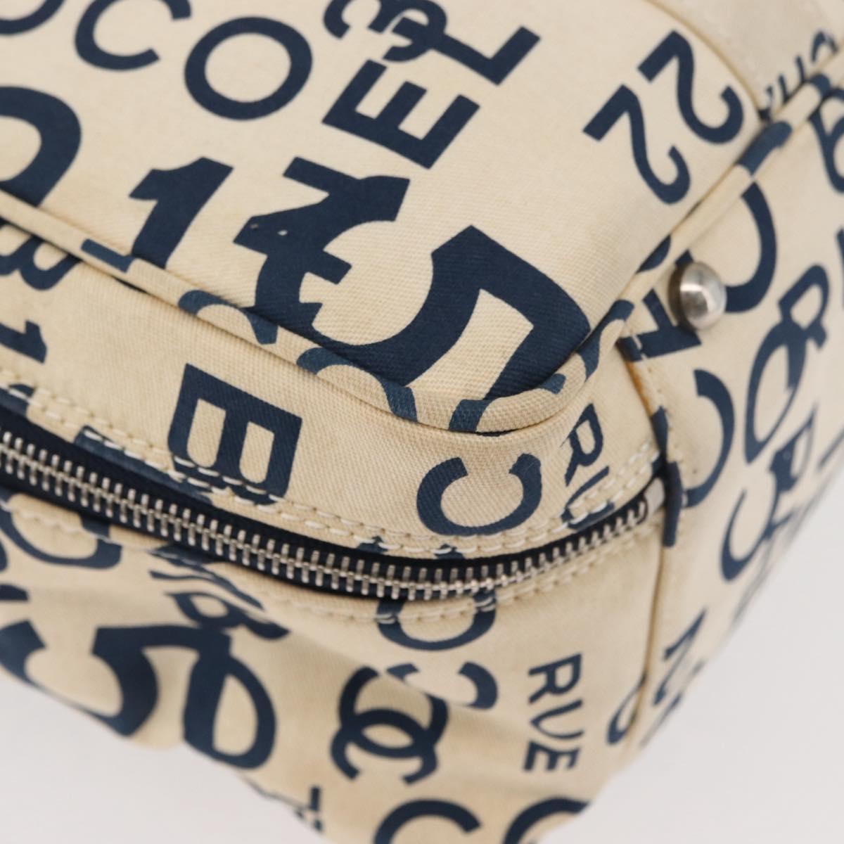 CHANEL By Sea Line Tote Bag Canvas White Silver CC Auth 178508