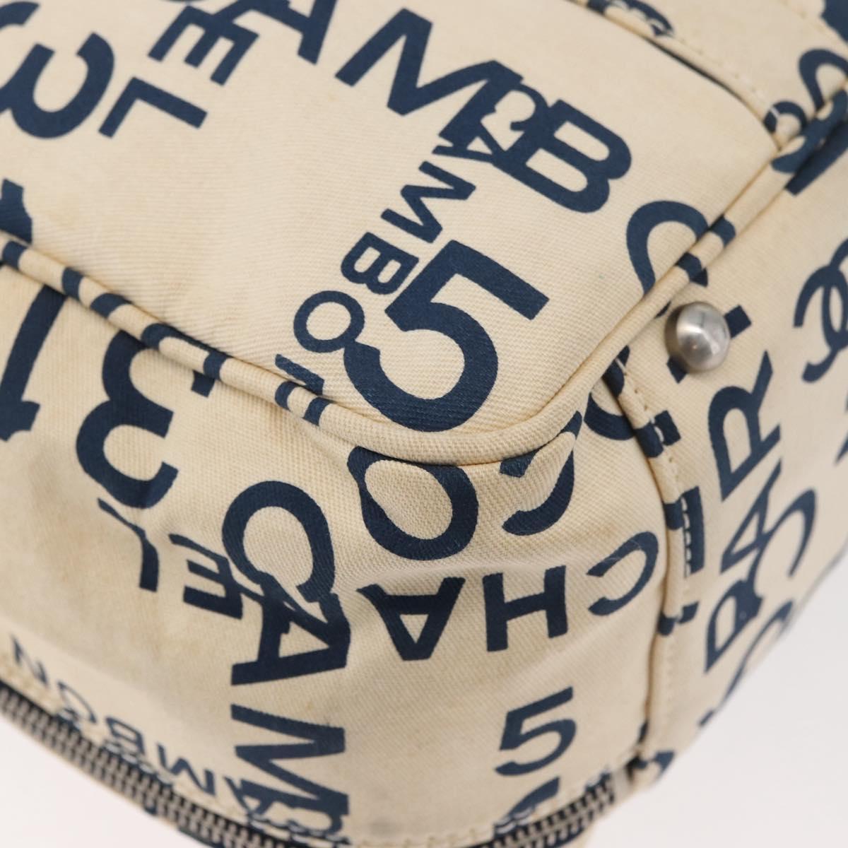 CHANEL By Sea Line Tote Bag Canvas White Silver CC Auth 178508