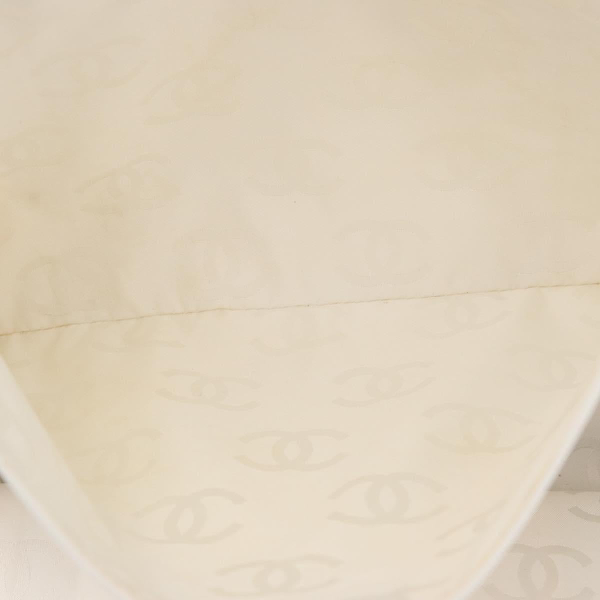 CHANEL By Sea Line Tote Bag Canvas White Silver CC Auth 178508