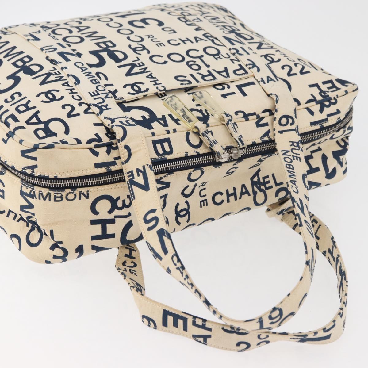 CHANEL By Sea Line Tote Bag Canvas White Silver CC Auth 178508