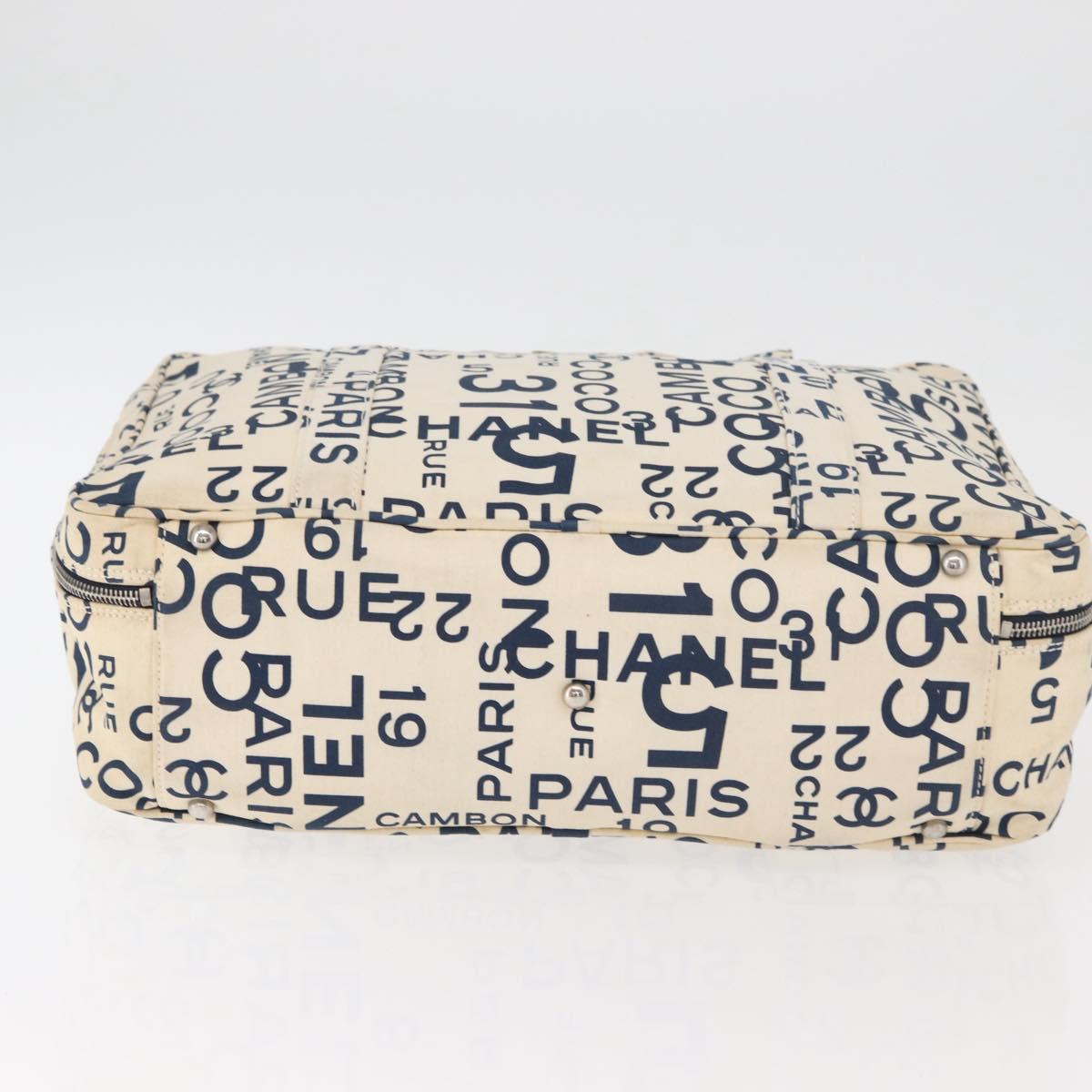 CHANEL By Sea Line Tote Bag Canvas White Silver CC Auth 178508
