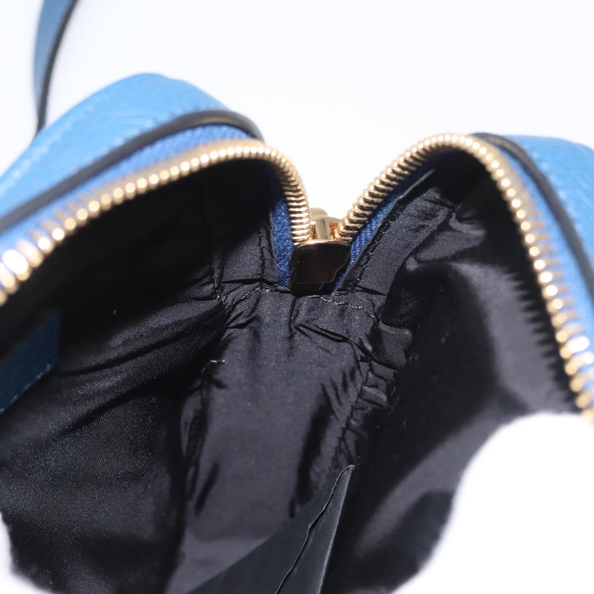 VERSACE Shoulder Bag Leather Blue Gold Auth 178510A