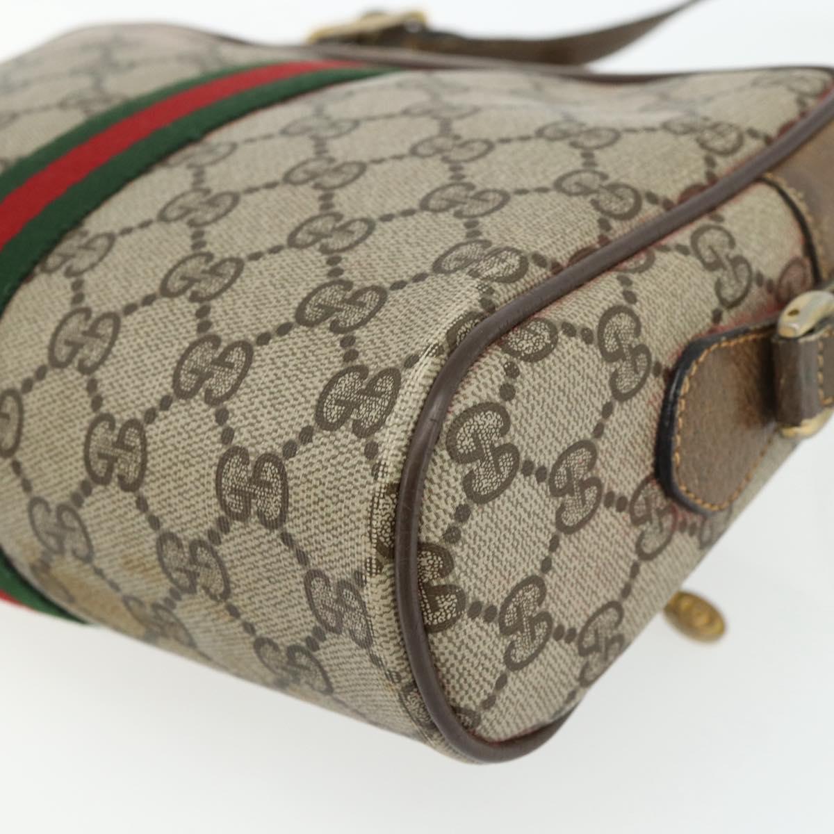 GUCCI GG Supreme Web Sherry Line Bag PVC Beige Gold 904 02 004 Auth 178513