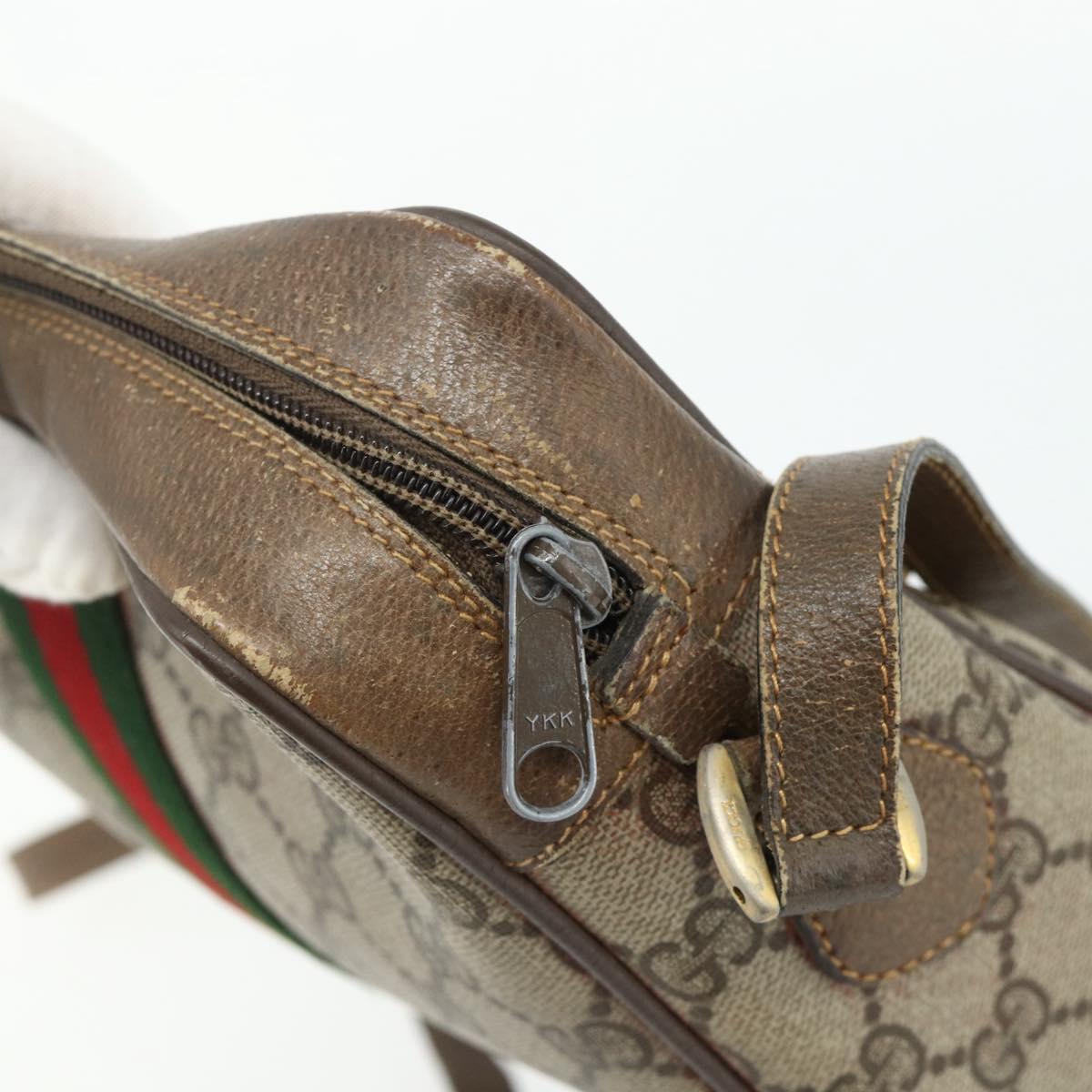 GUCCI GG Supreme Web Sherry Line Bag PVC Beige Gold 904 02 004 Auth 178513