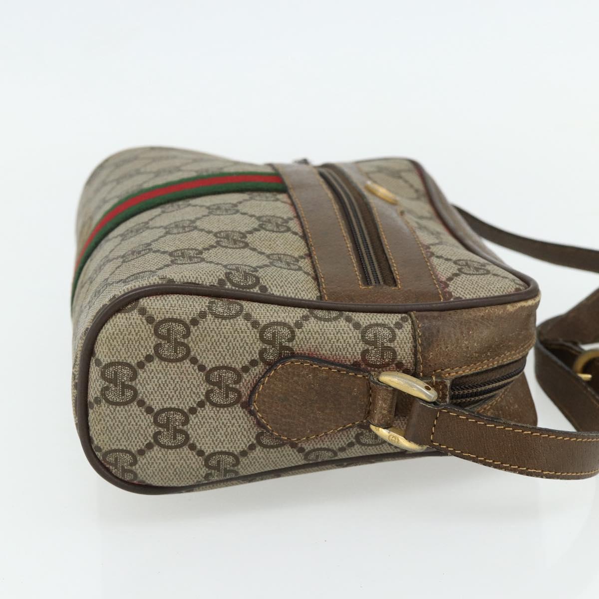 GUCCI GG Supreme Web Sherry Line Bag PVC Beige Gold 904 02 004 Auth 178513