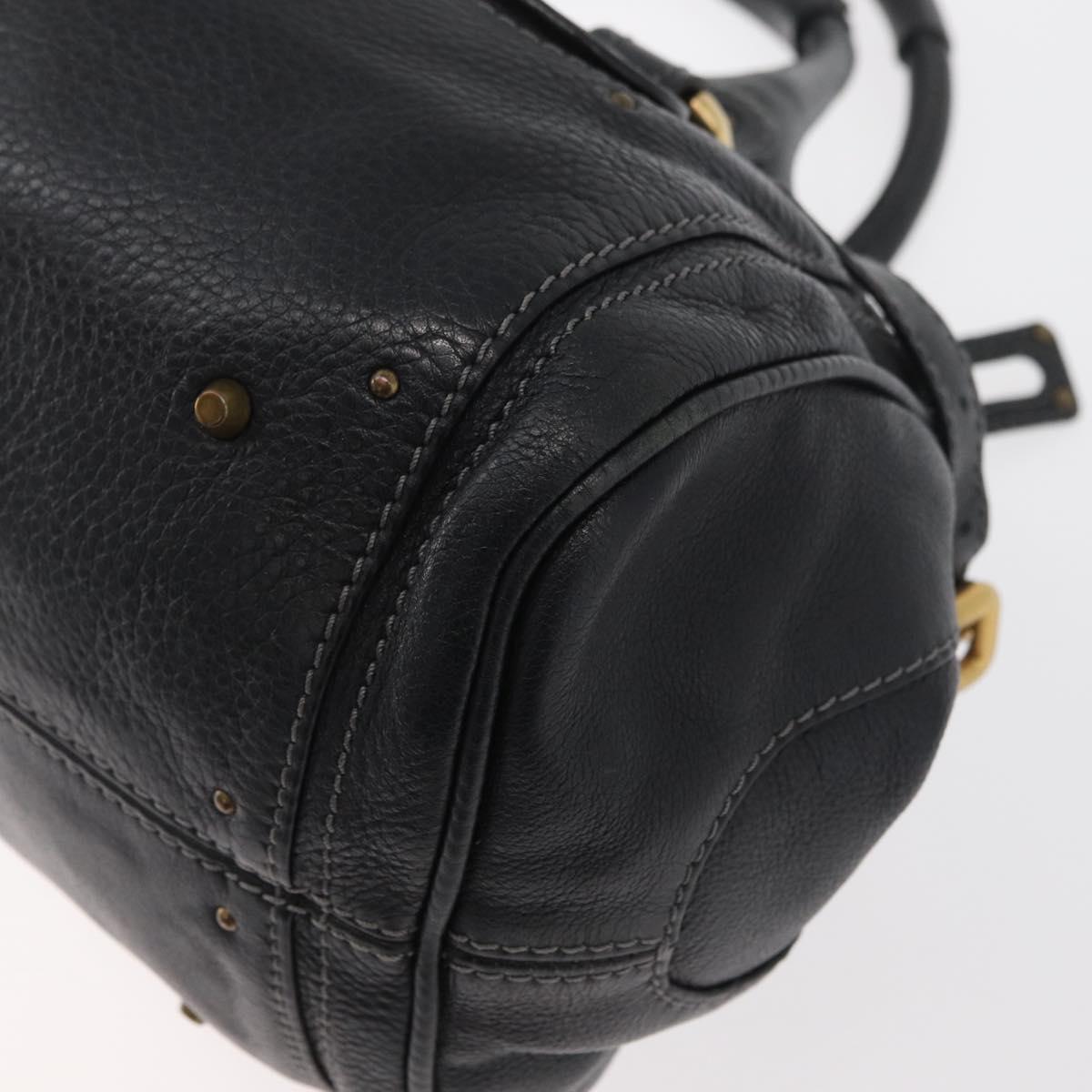 Chloe Paddington Hand Bag Leather Black Silver gold Auth 178515A