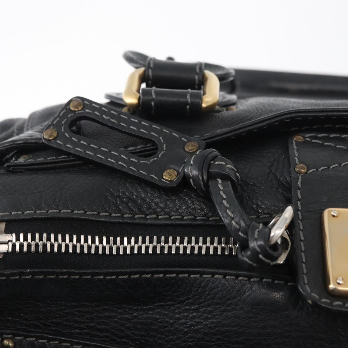 Chloe Paddington Hand Bag Leather Black Silver gold Auth 178515A