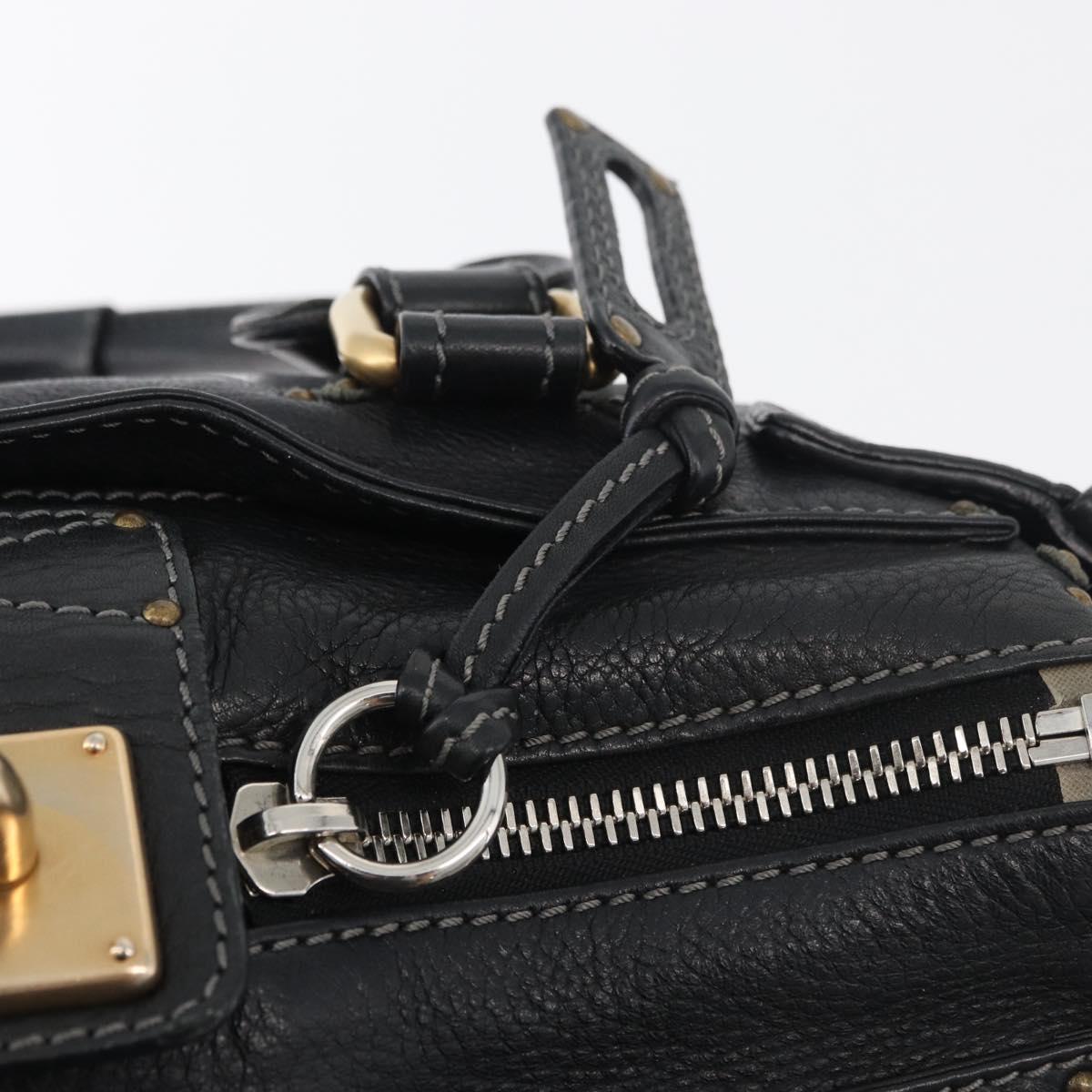 Chloe Paddington Hand Bag Leather Black Silver gold Auth 178515A