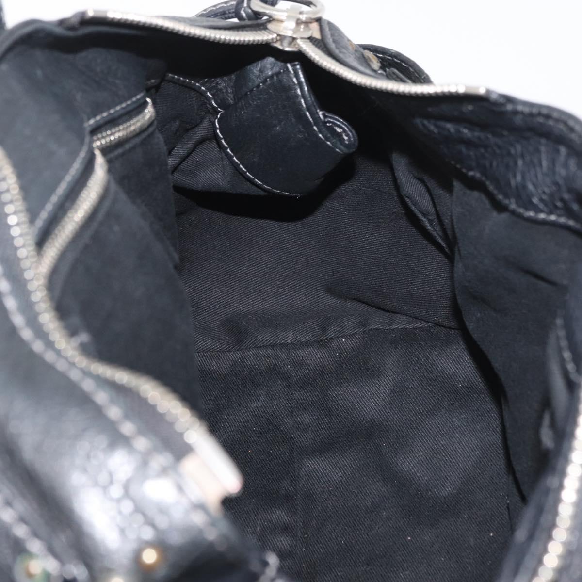 Chloe Paddington Hand Bag Leather Black Silver gold Auth 178515A