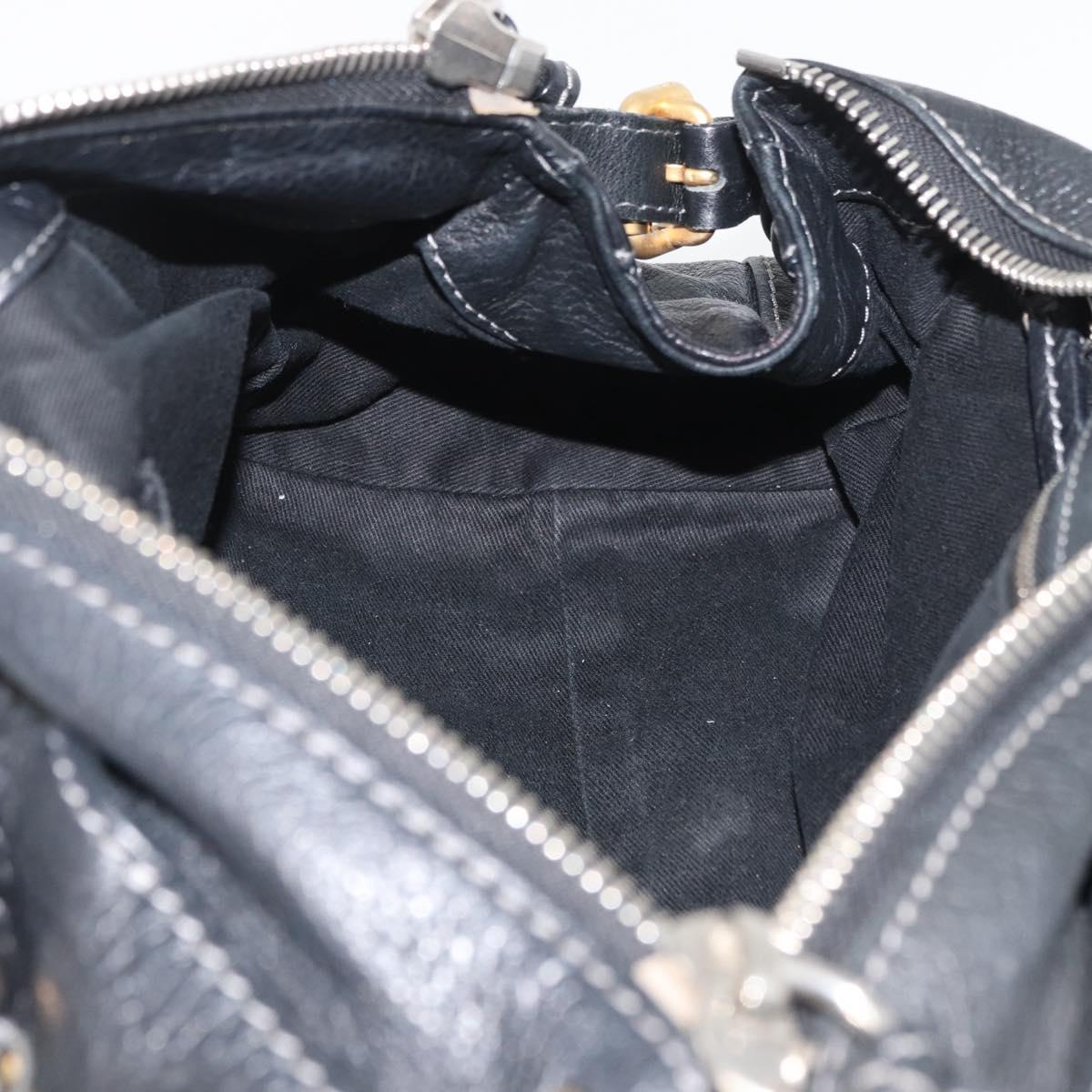 Chloe Paddington Hand Bag Leather Black Silver gold Auth 178515A