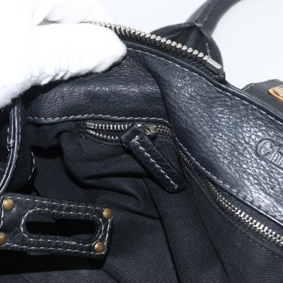 Chloe Paddington Hand Bag Leather Black Silver gold Auth 178515A
