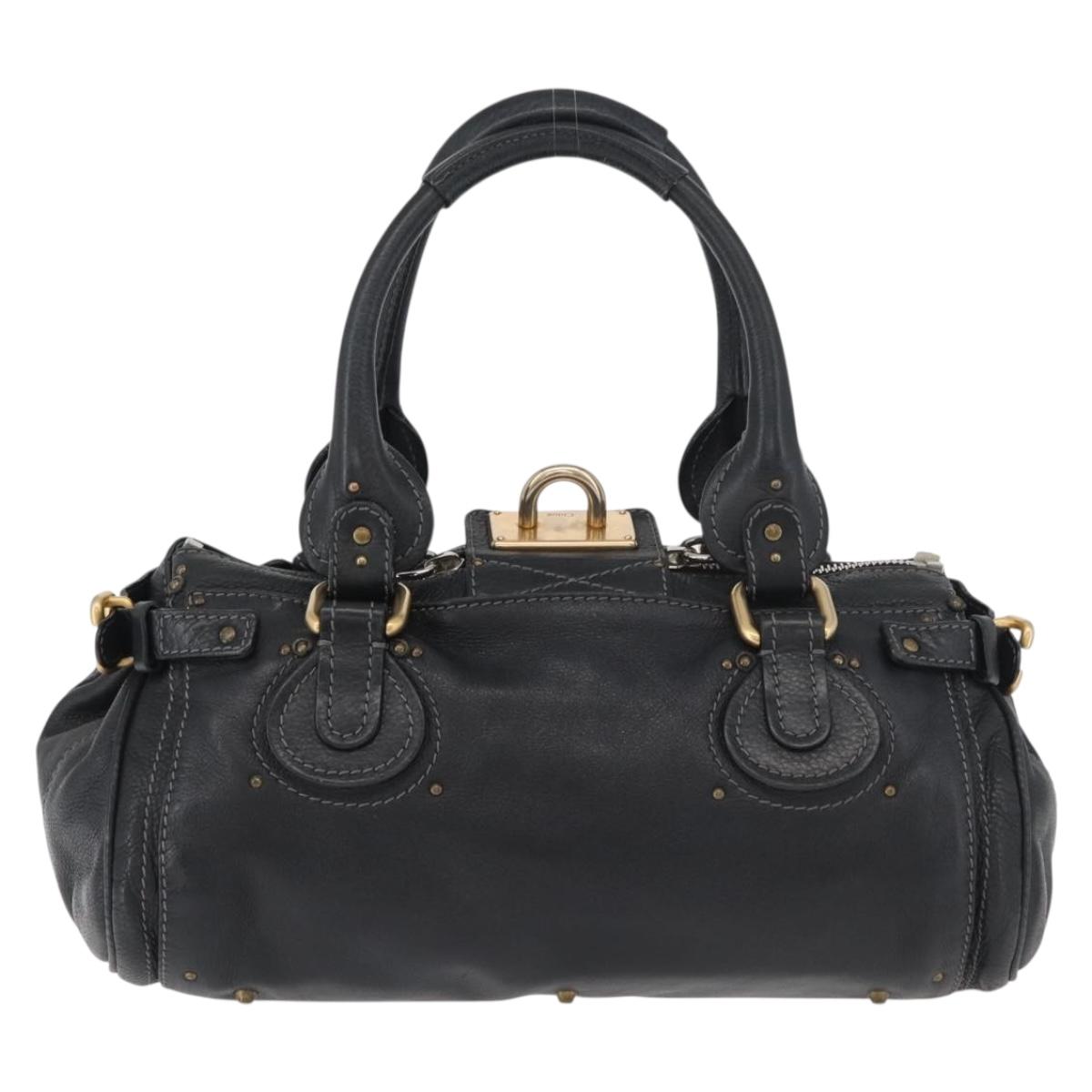 Chloe Paddington Hand Bag Leather Black Silver gold Auth 178515A