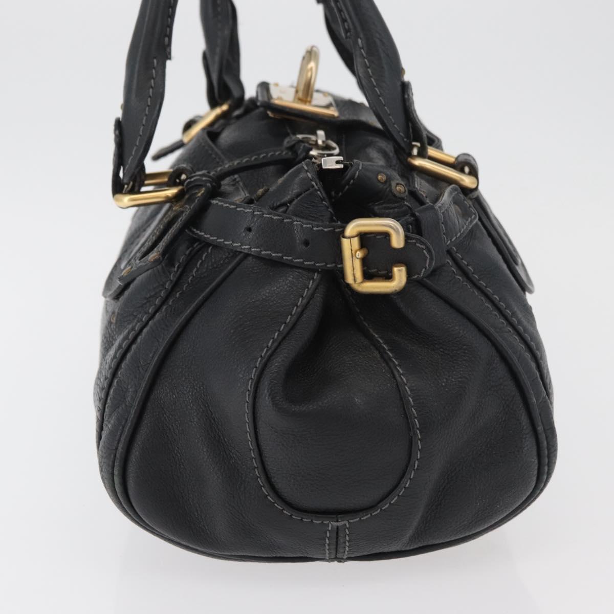 Chloe Paddington Hand Bag Leather Black Silver gold Auth 178515A