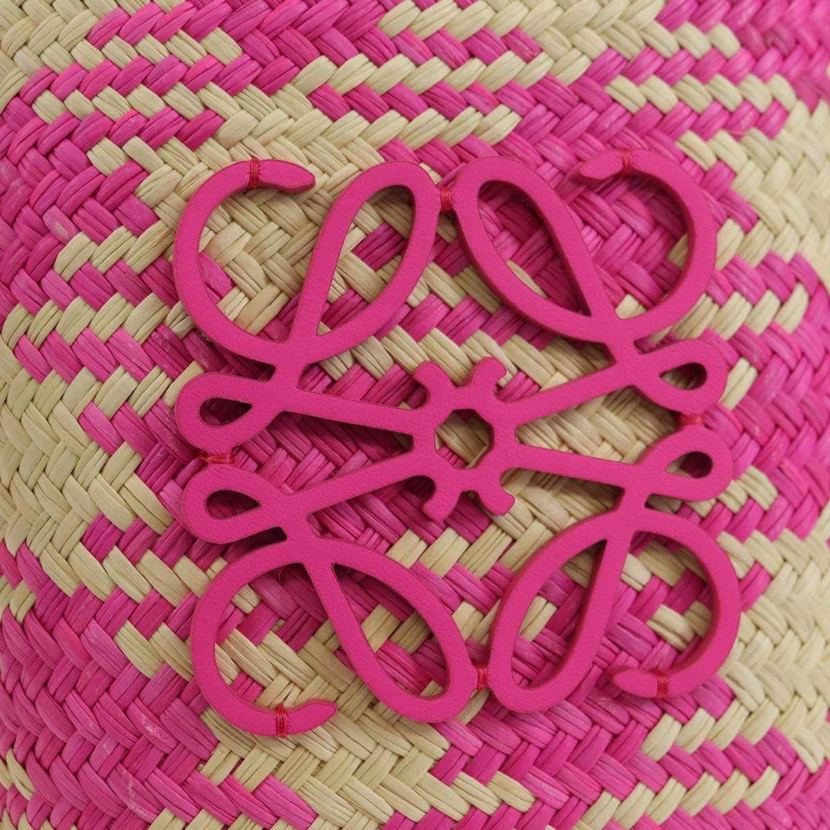 LOEWE Anagram Shoulder Bag Raffia Pink Auth 178517SAM