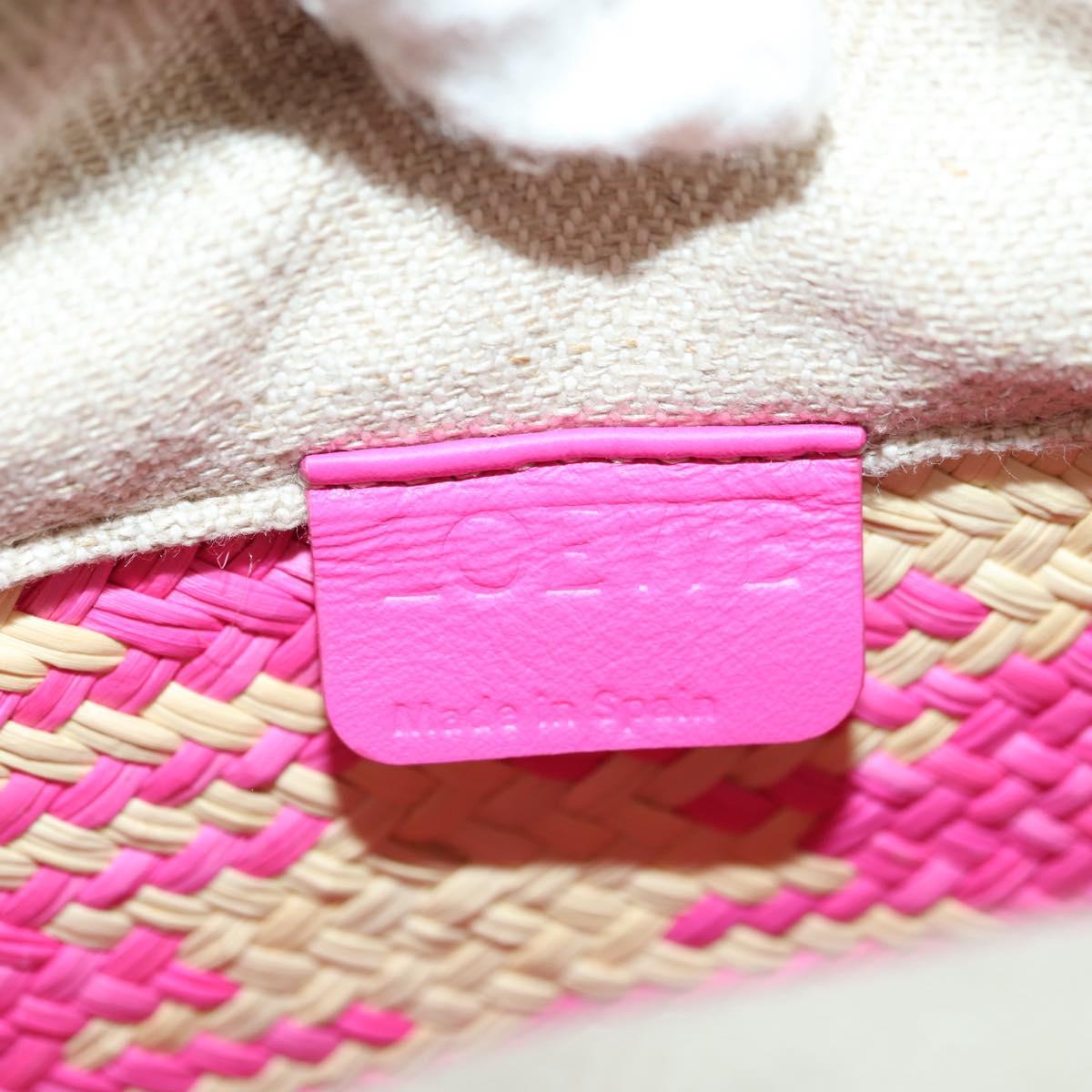 LOEWE Anagram Shoulder Bag Raffia Pink Auth 178517SAM