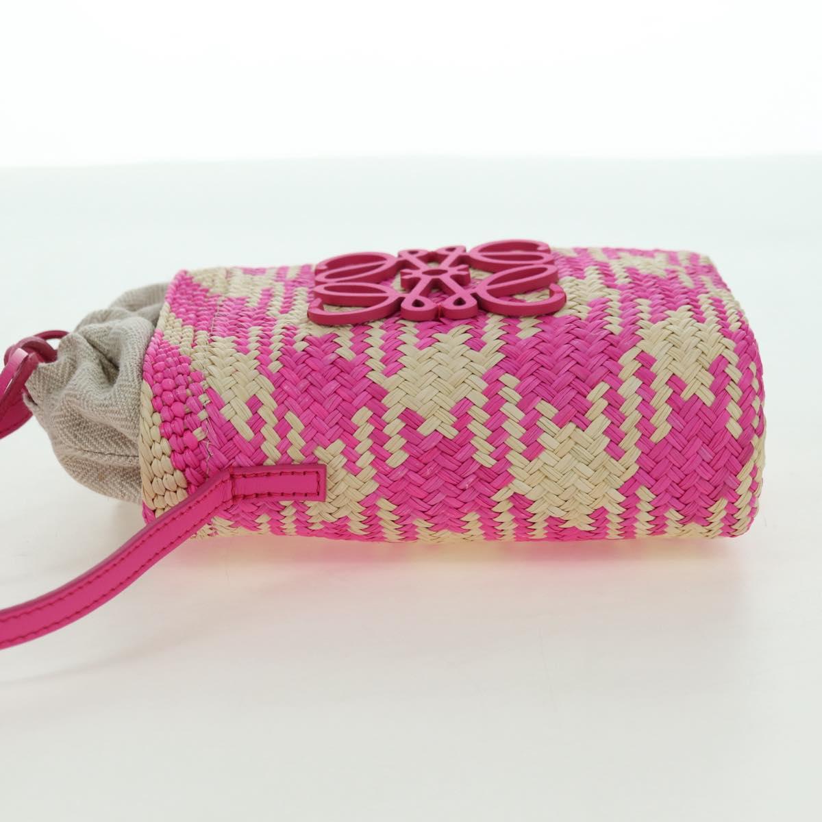 LOEWE Anagram Shoulder Bag Raffia Pink Auth 178517SAM