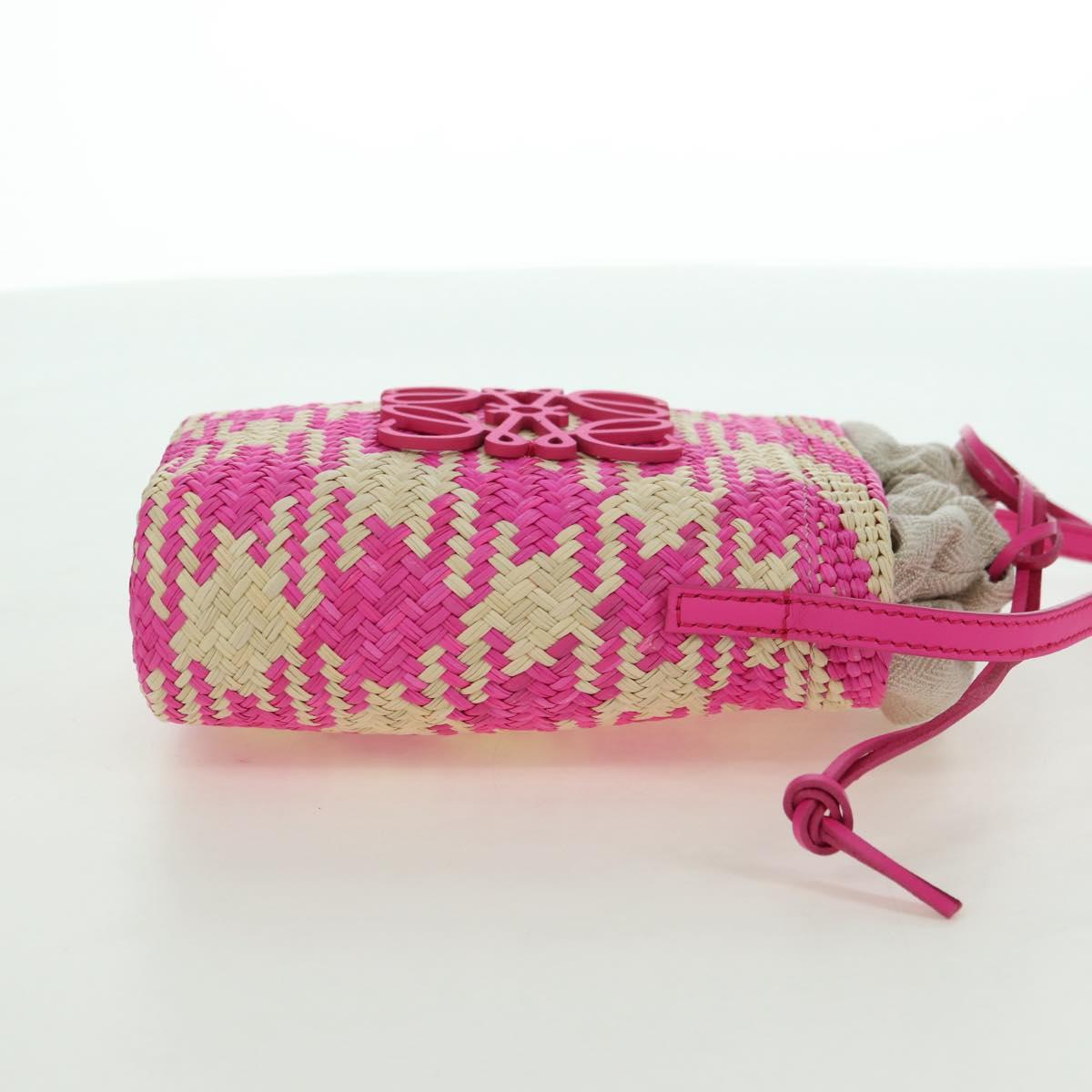 LOEWE Anagram Shoulder Bag Raffia Pink Auth 178517SAM
