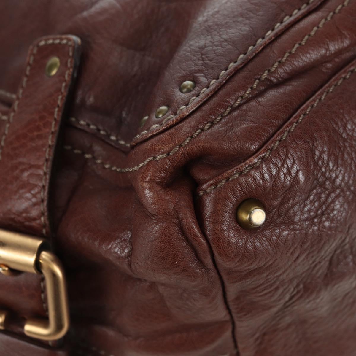 Chloe Paddington Shoulder Bag Leather Brown Gold Silver Auth 178518V