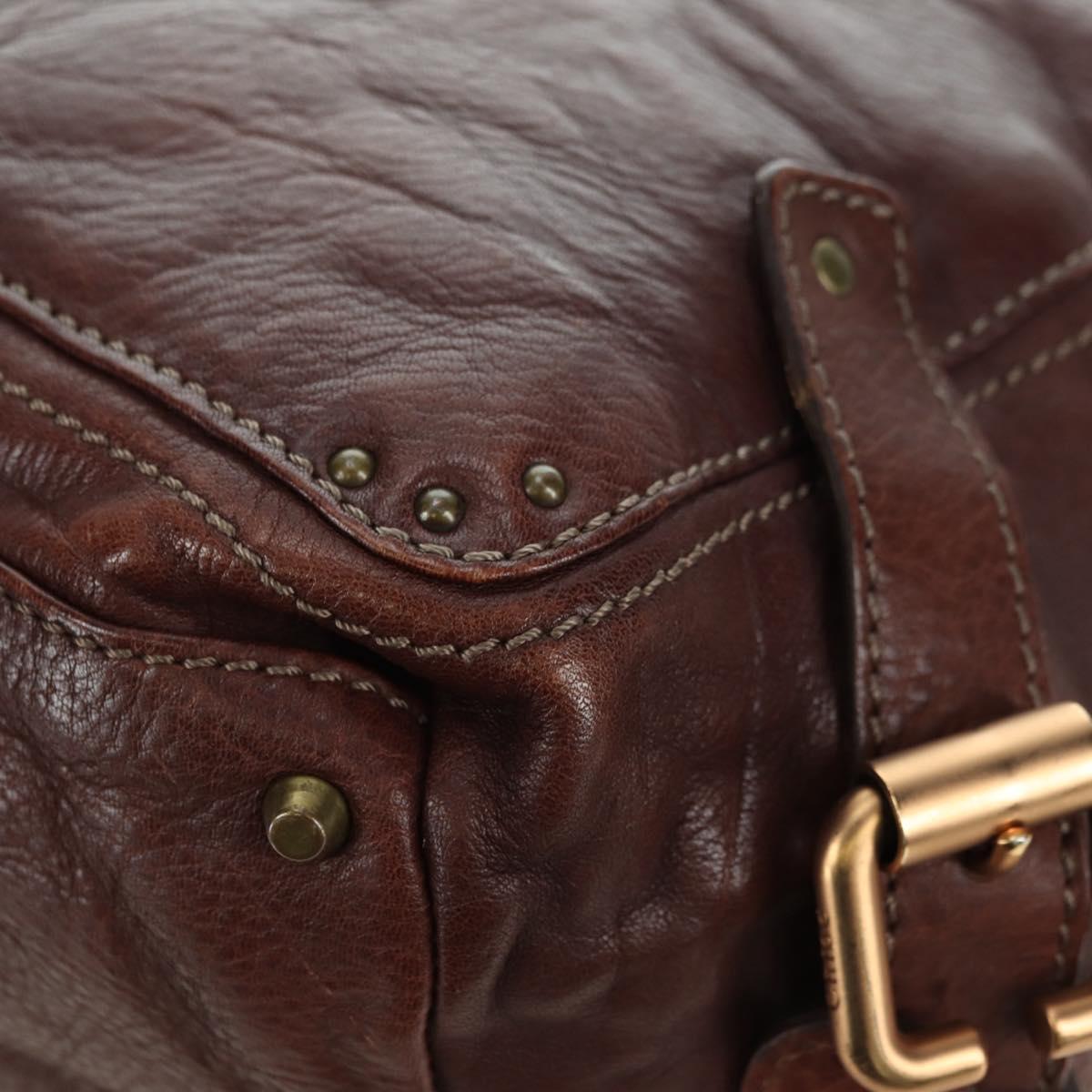 Chloe Paddington Shoulder Bag Leather Brown Gold Silver Auth 178518V