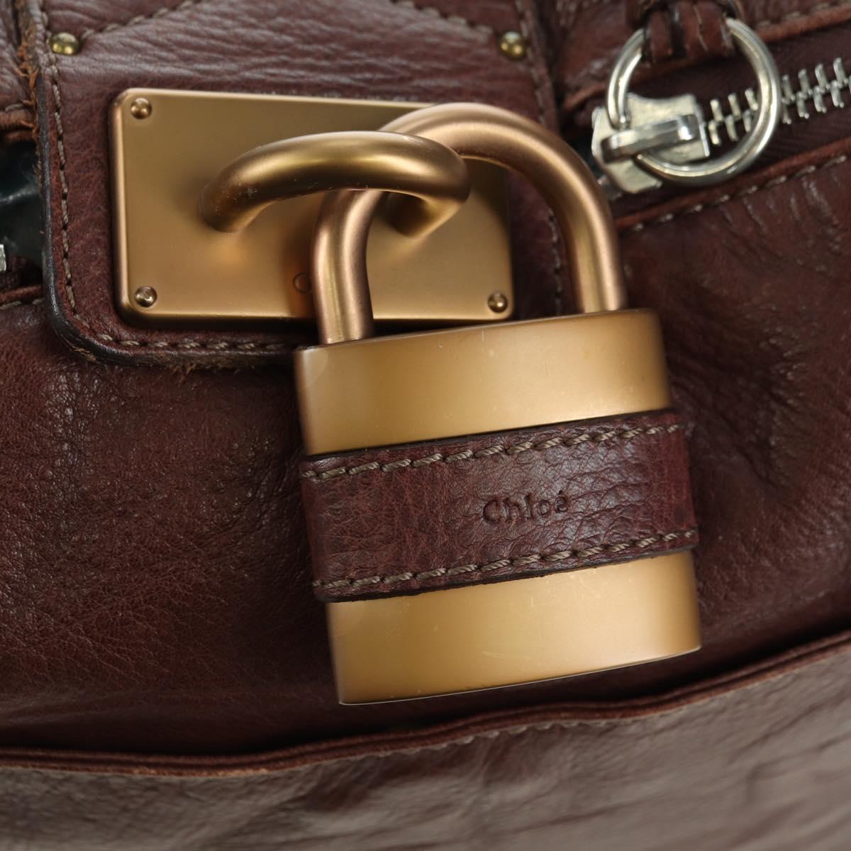 Chloe Paddington Shoulder Bag Leather Brown Gold Silver Auth 178518V