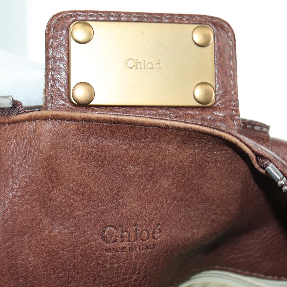 Chloe Paddington Shoulder Bag Leather Brown Gold Silver Auth 178518V