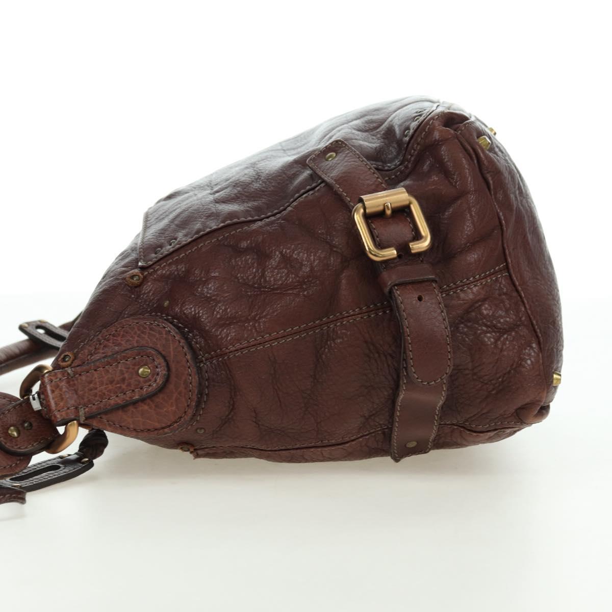 Chloe Paddington Shoulder Bag Leather Brown Gold Silver Auth 178518V