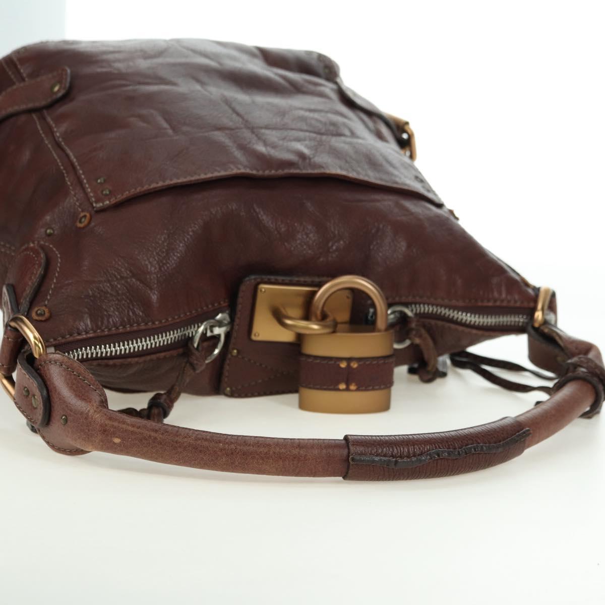 Chloe Paddington Shoulder Bag Leather Brown Gold Silver Auth 178518V