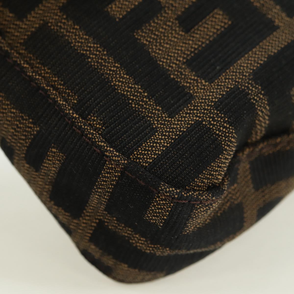 FENDI Zucca Canvas Mamma Baguette Shoulder Bag Black Brown Auth 178519SAV