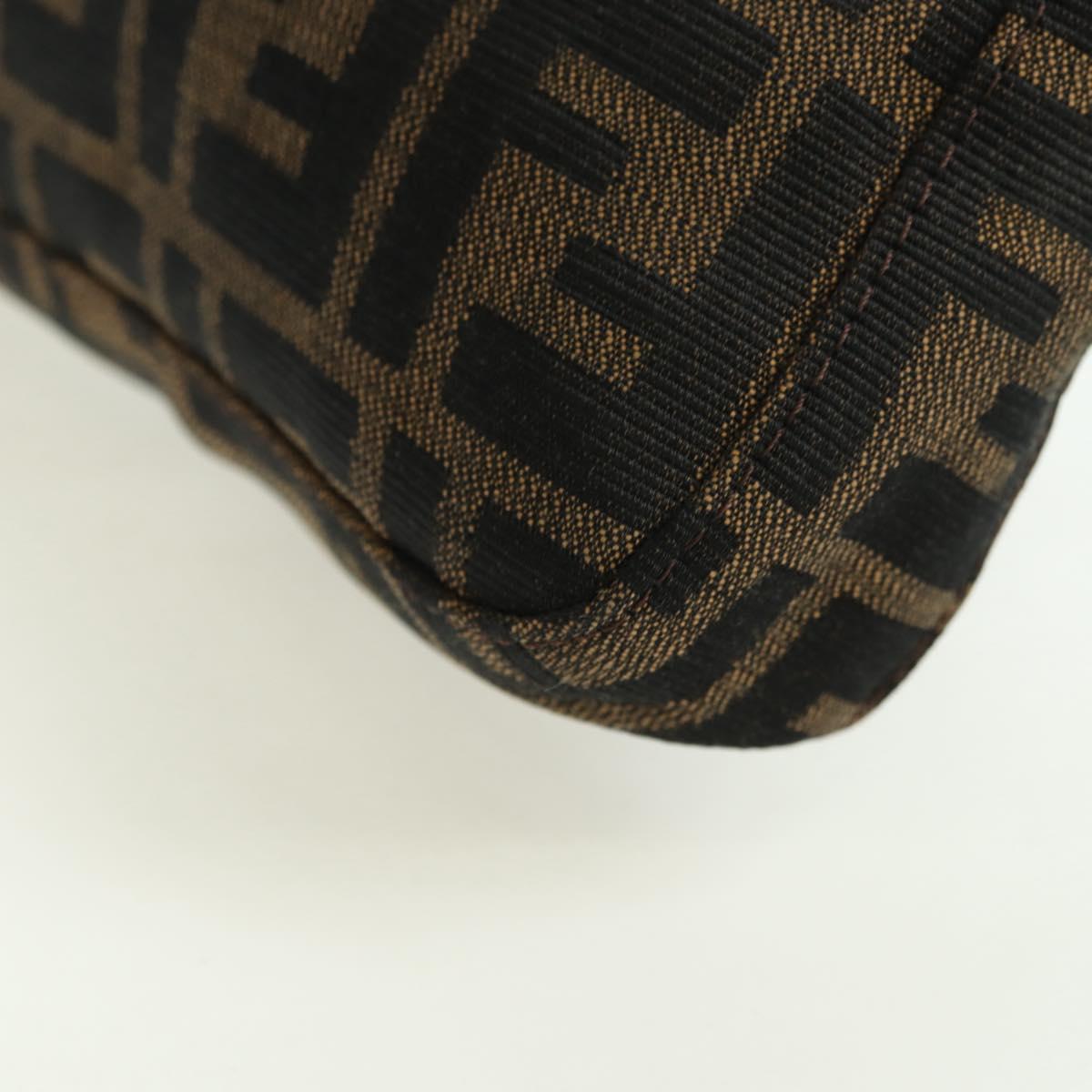 FENDI Zucca Canvas Mamma Baguette Shoulder Bag Black Brown Auth 178519SAV