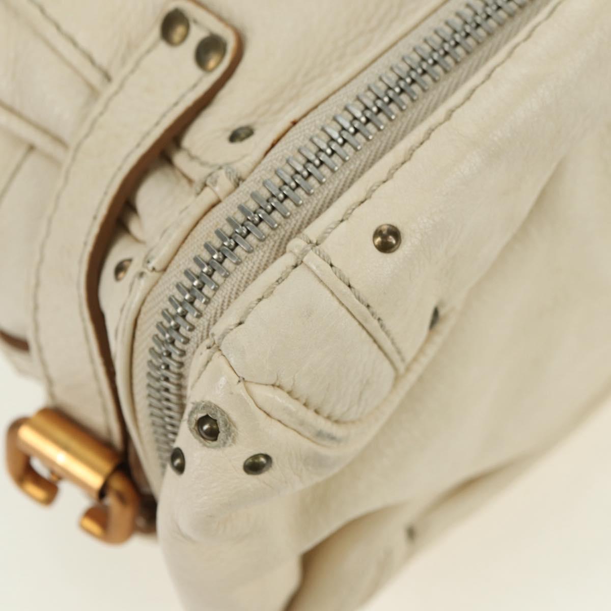 Chloe Paddington Hand Bag Leather White Silver Auth 178520V
