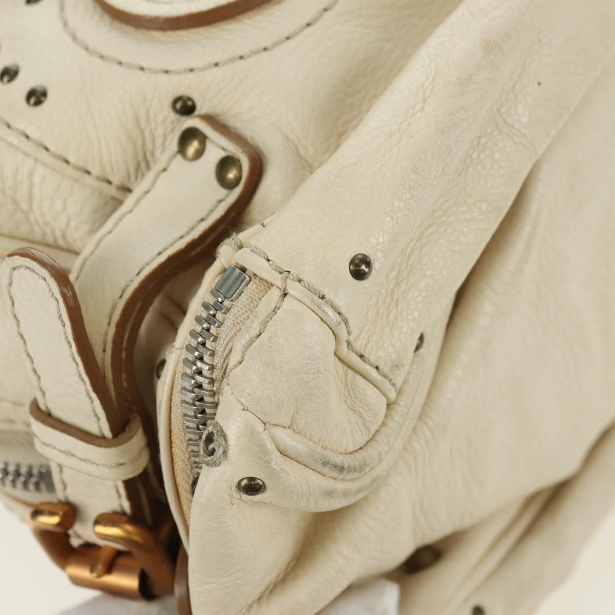 Chloe Paddington Hand Bag Leather White Silver Auth 178520V