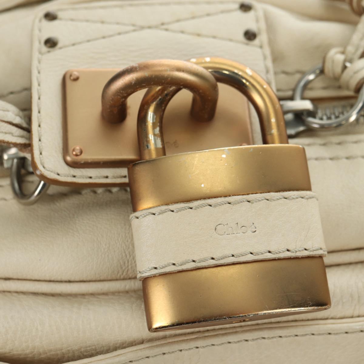 Chloe Paddington Hand Bag Leather White Silver Auth 178520V
