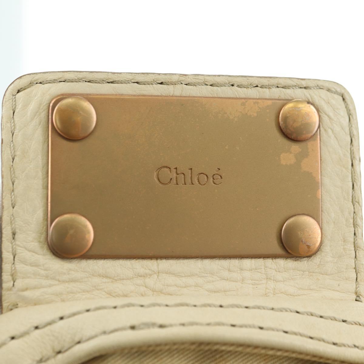 Chloe Paddington Hand Bag Leather White Silver Auth 178520V
