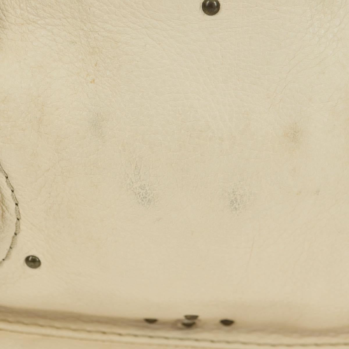 Chloe Paddington Hand Bag Leather White Silver Auth 178520V