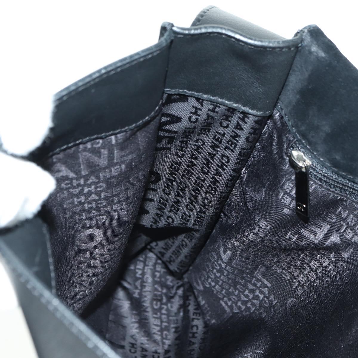 CHANEL Coco Mademoiselle Shoulder Bag Leather Black Silver CC Auth 178522SAM