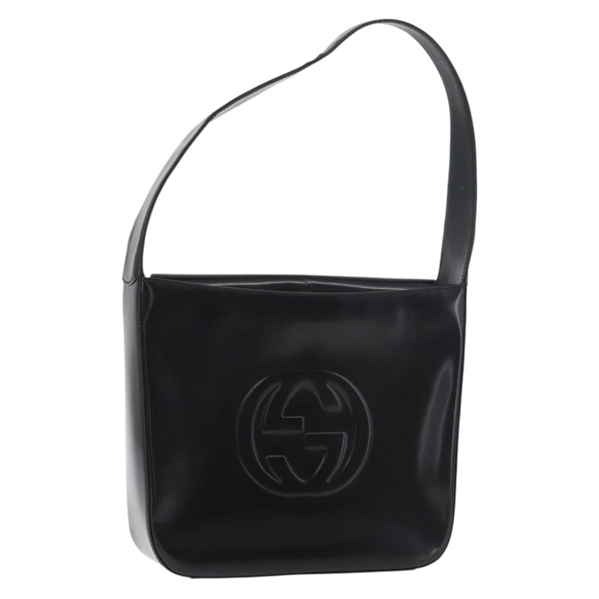 GUCCI Soho Shoulder Bag Patent leather Black Silver 000 0506 Auth 178524