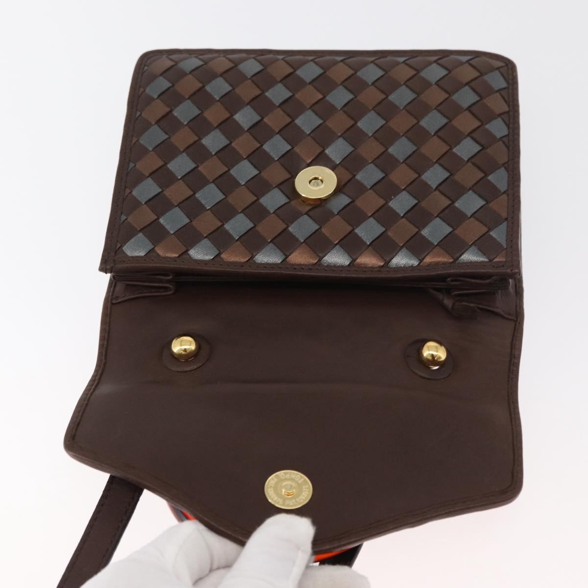 BOTTEGA VENETA INTRECCIATO Hand Bag Leather 2way Brown Gold Auth 178526A