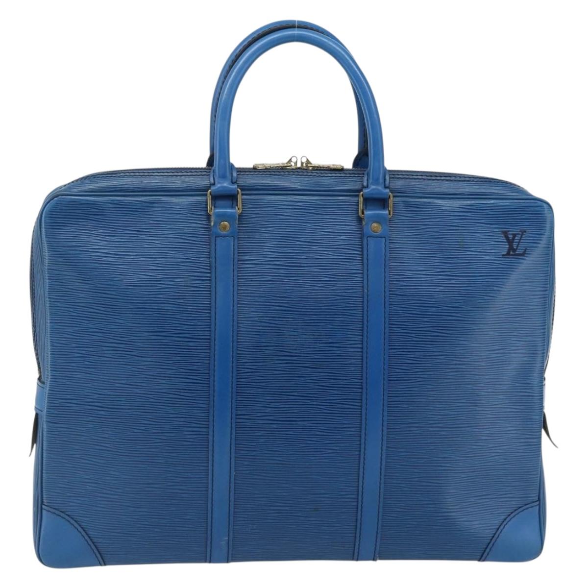 LOUIS VUITTON Epi Porte Documents Voyage Business Bag Blue M41144 LV Auth 178528