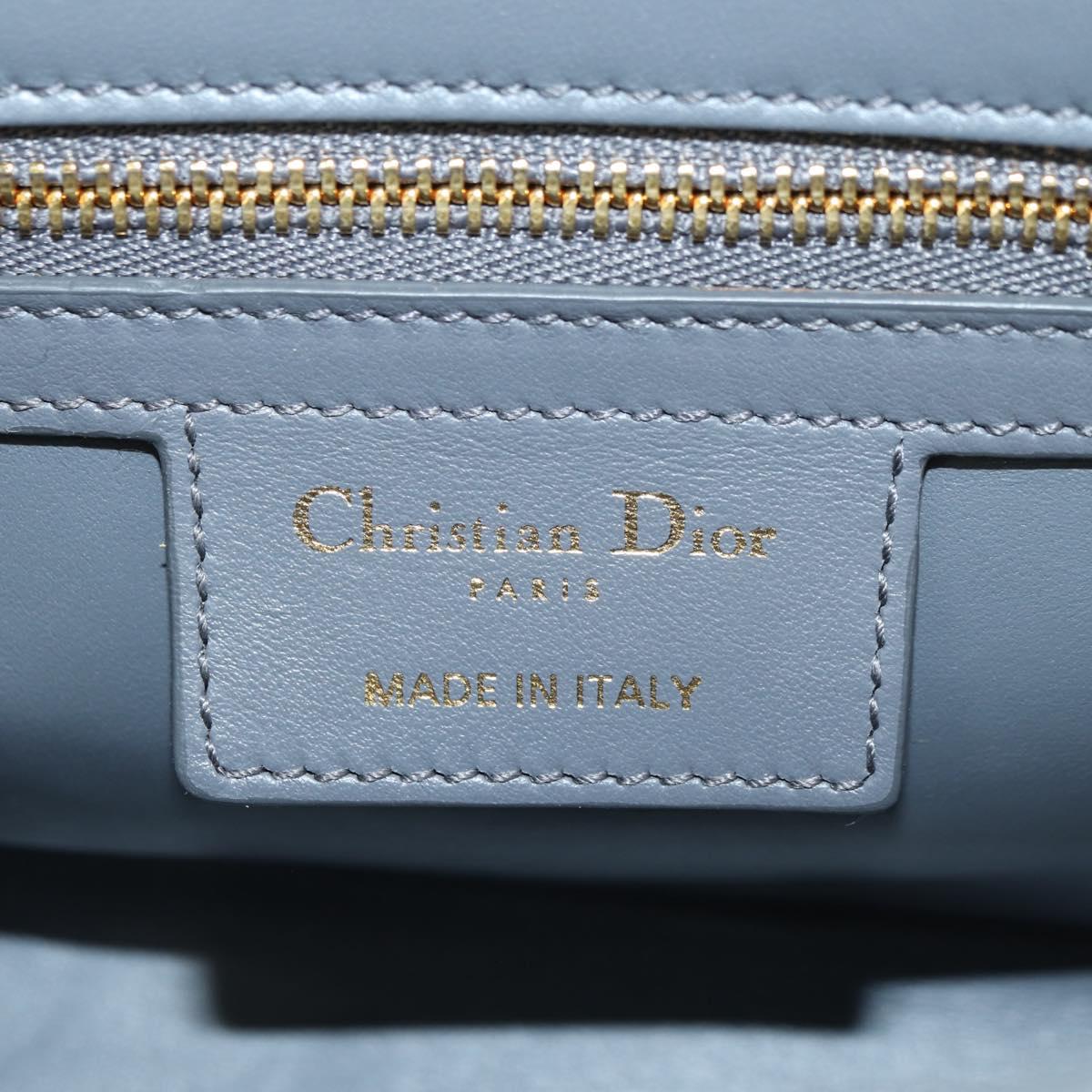 Christian Dior Caro Chain Shoulder Bag Canvas Gray Gold Auth 178529SAM