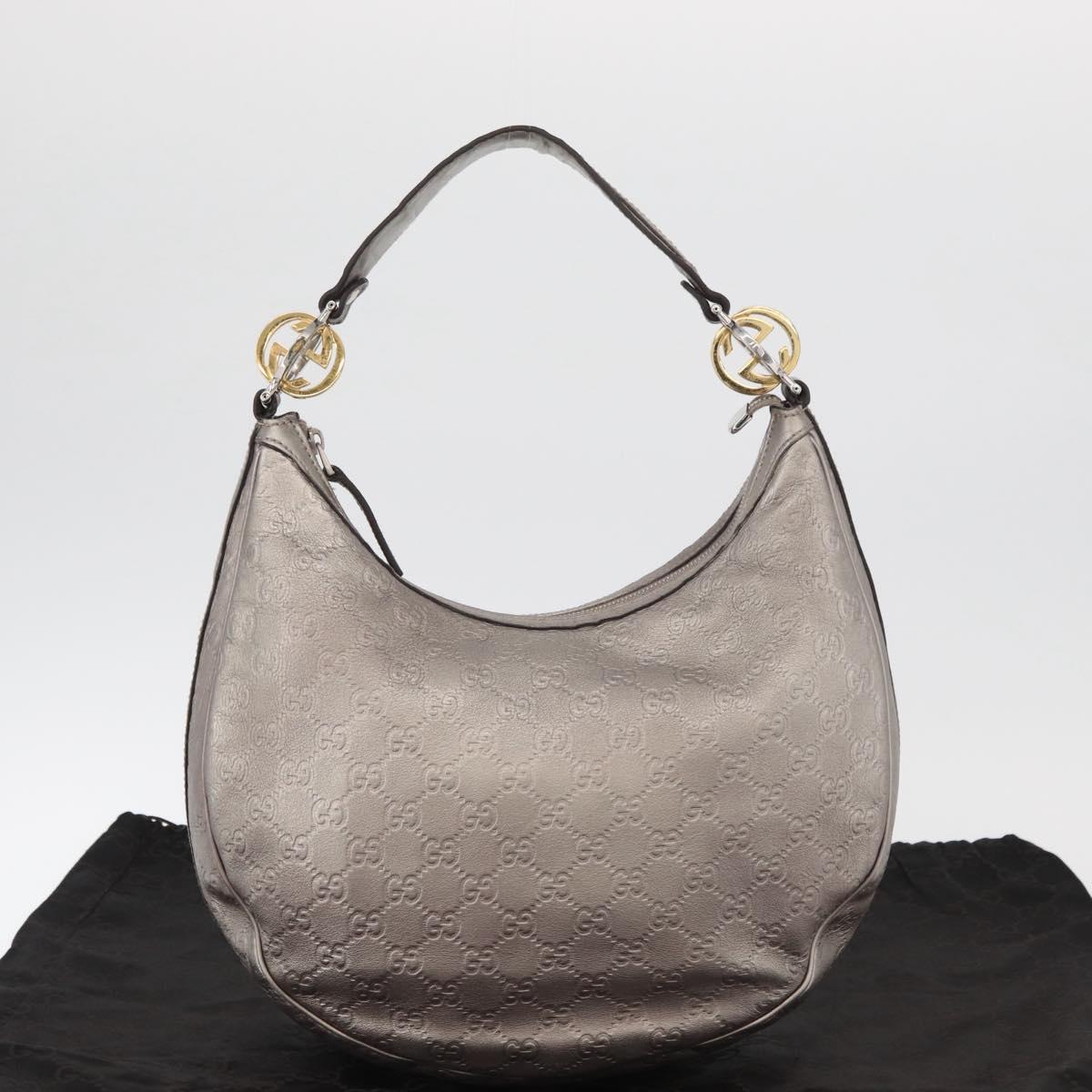 GUCCI GG Canvas GG Twin Guccissima Bag Leather Silver 232962 Auth 178533V