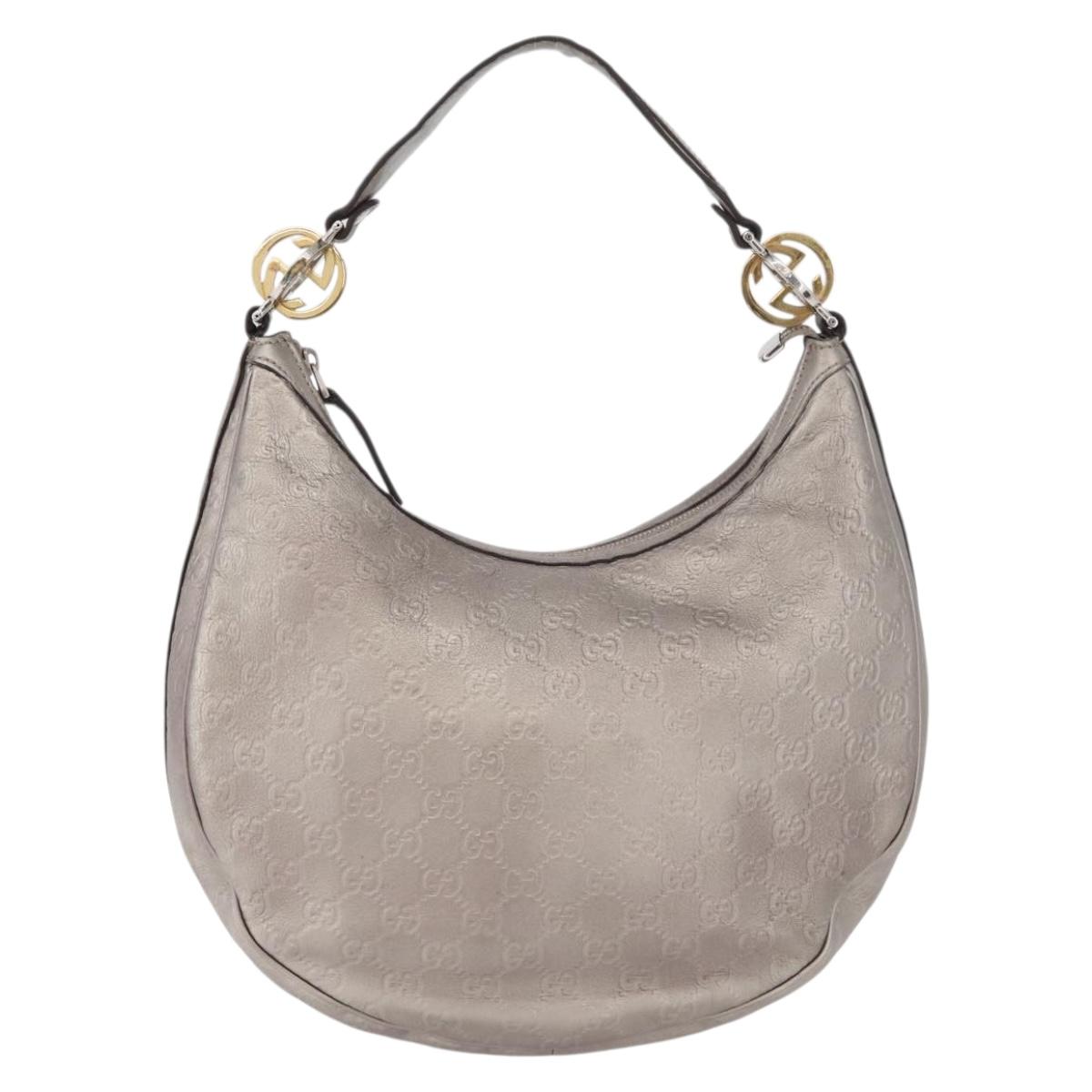 GUCCI GG Canvas GG Twin Guccissima Bag Leather Silver 232962 Auth 178533V