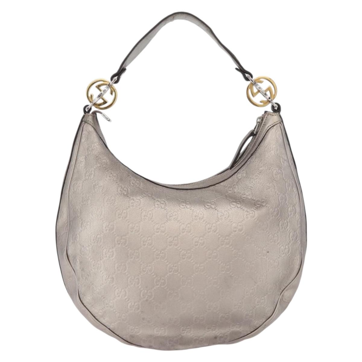 GUCCI GG Canvas GG Twin Guccissima Bag Leather Silver 232962 Auth 178533V