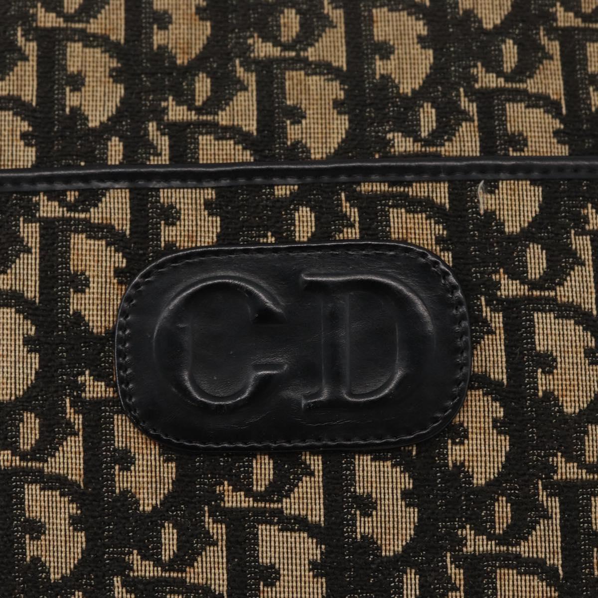 Christian Dior Trotter Canvas Shoulder Bag Navy Gold Auth 178534